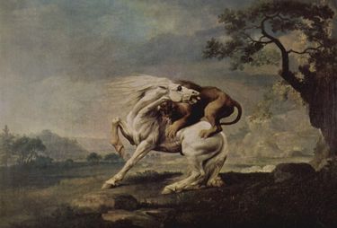  Prdation d'un lion sur un cheval, peinture de George Stubbs