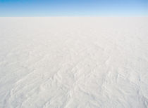 Ice cap. Although other pictures in this article show interesting features, this represents a "typical" picture of Antarctica, nothing but a flat white snowfield.  (Photo is from Dome C, but it would look the same from South Pole, Vostok, etc.)