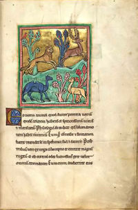 "The Leopard" from the 13th-century bestiary entitled "Rochester Bestiary."