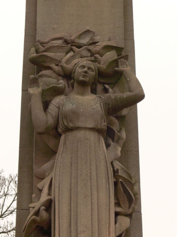 La colombophilie personnalise par une femme debout entoure de pigeons